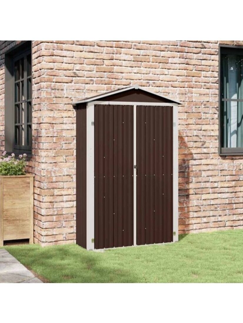 Garden Shed, Brown, 116 × 45 × 175 cm, Galvanized Steel 2