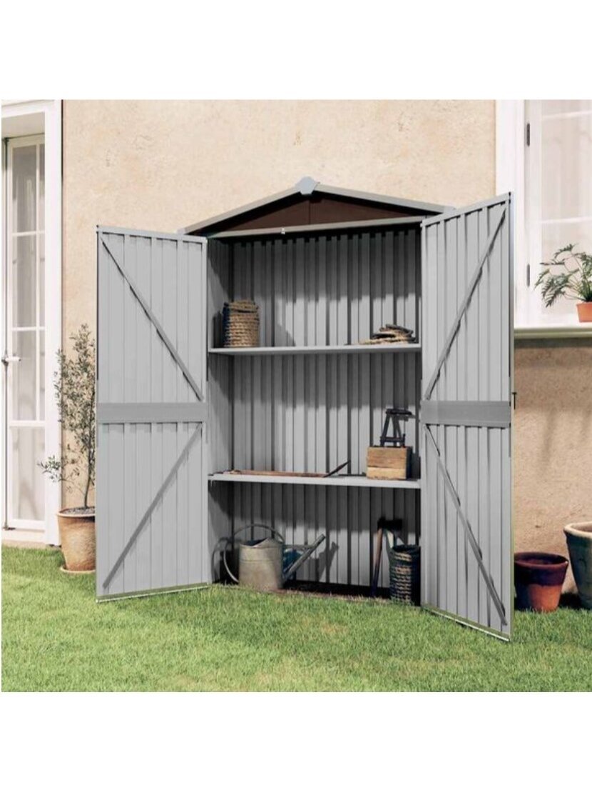 Garden Shed, Brown, 116 × 45 × 175 cm, Galvanized Steel