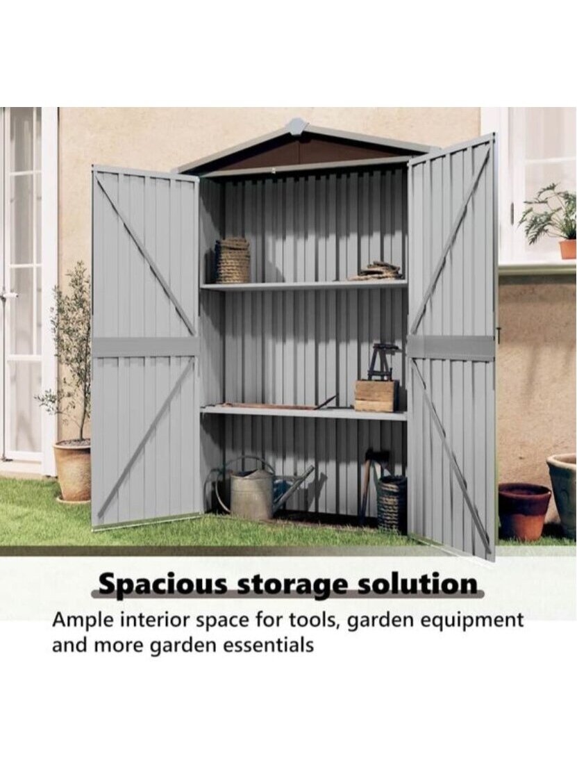 Garden Shed, Brown, 116 × 45 × 175 cm, Galvanized Steel 11