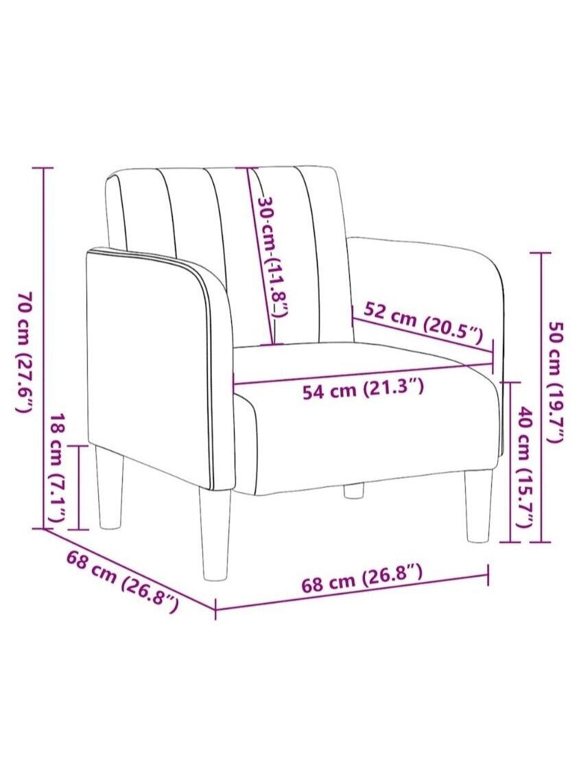 Sofa-fotelis su porankiais, juodas, 54 cm, aksomas 7