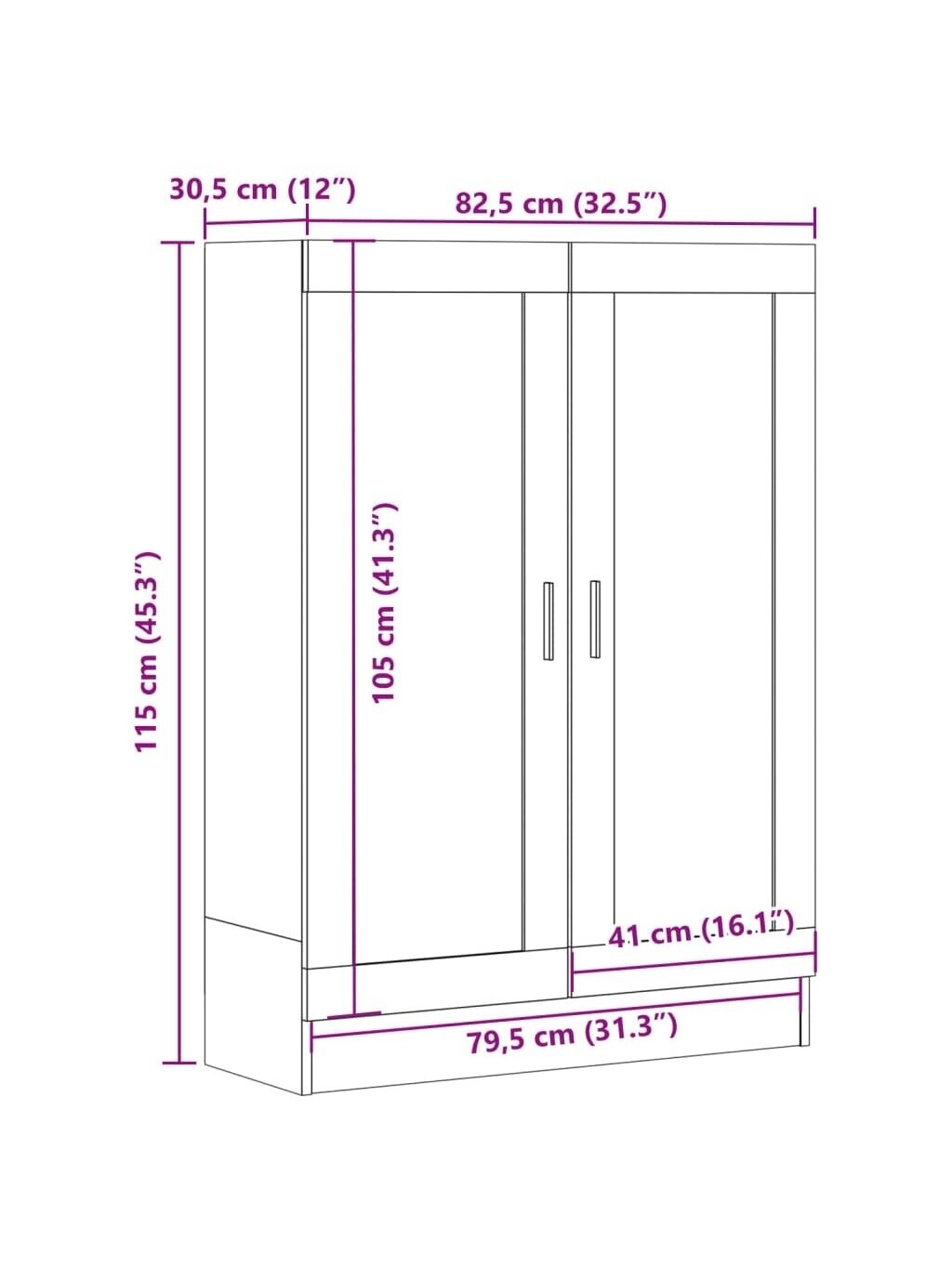 Bookshelf, artisan oak, 82.5x30.5x115 cm, wood 10