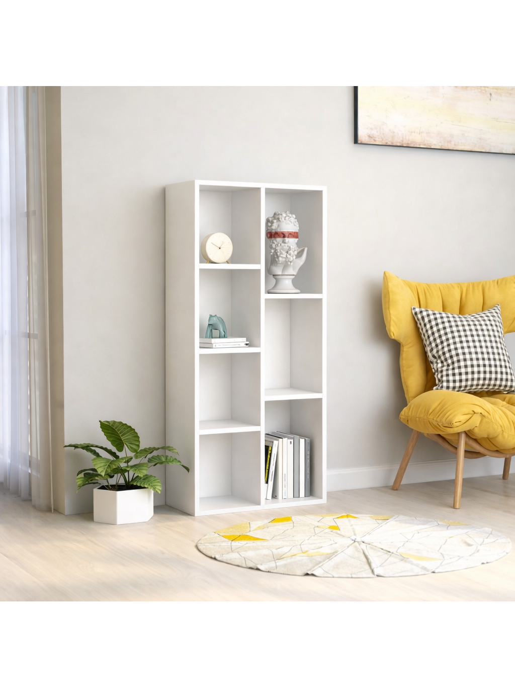 Книжный шкаф, белый, 50 × 25 × 106 см, инженерная древесина