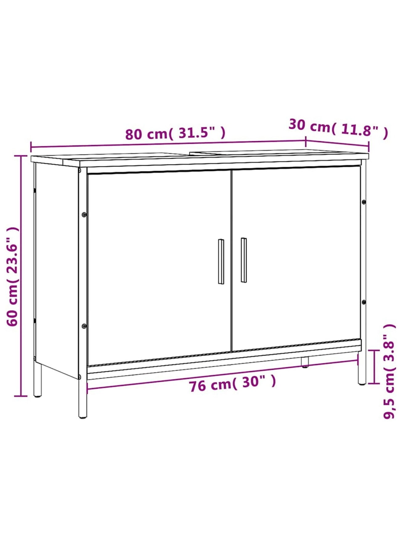 Valamu kapp, Hall tamm, 60×30×60 cm, Töödeldud puit 9