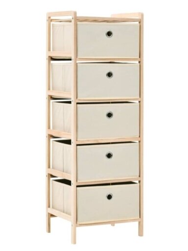 Cabinet with 5 fabric baskets, cedar wood, sand color