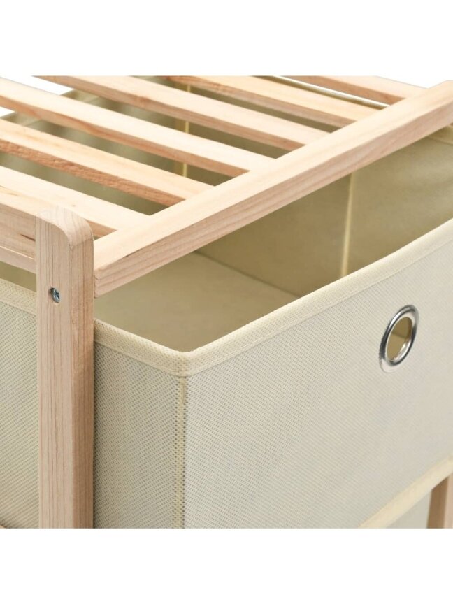 Cabinet with 5 fabric baskets, cedar wood, sand color 4 Cabinet with 5 fabric baskets, cedar wood, sand color 4