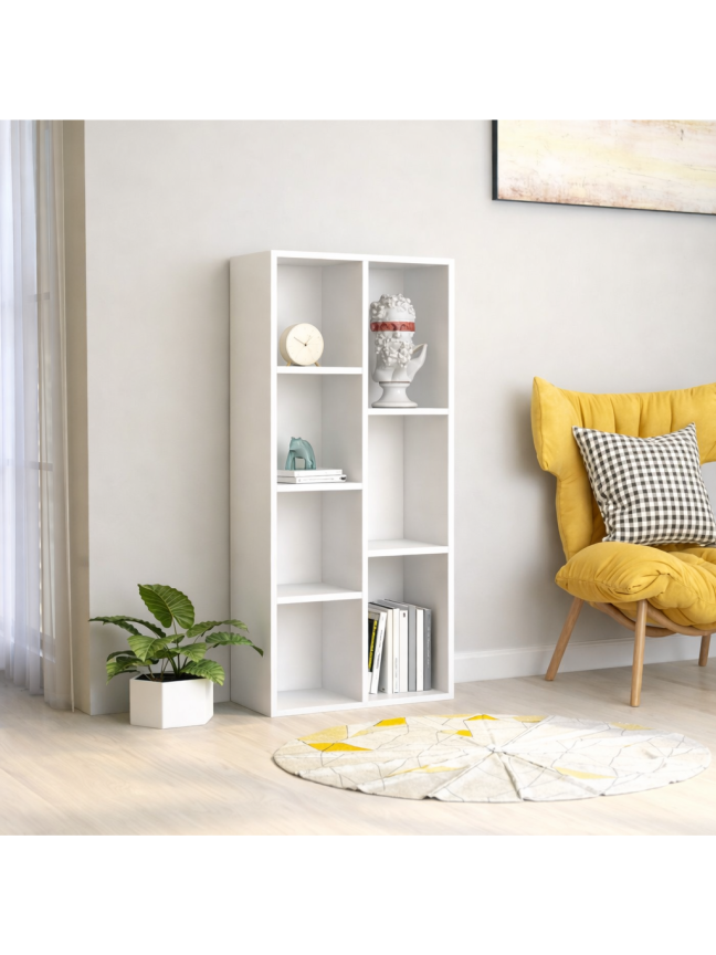 Книжный шкаф, белый, 50 × 25 × 106 см, инженерная древесина