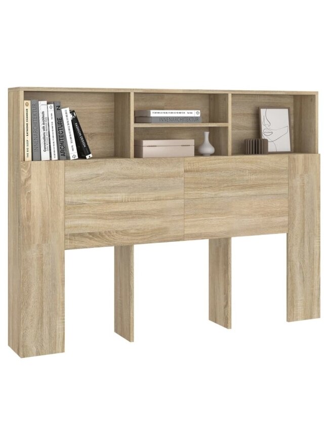 Headboard storage cabinet, Sonoma oak finish, 140 × 19 × 103.5 cm 3