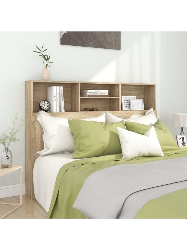 Headboard storage cabinet, Sonoma oak finish, 140 × 19 × 103.5 cm