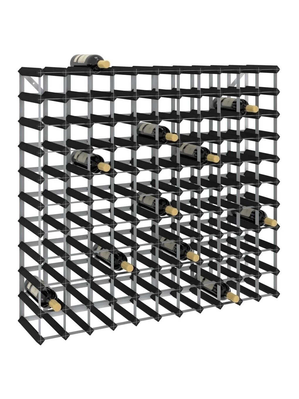 Wine rack for 120 bottles, black, solid pine wood 1