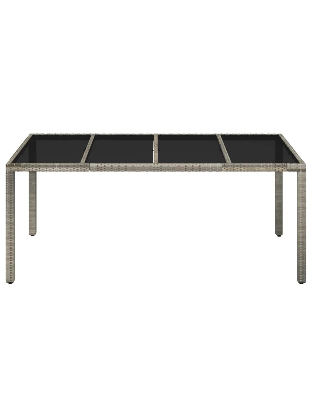 Table with glass tabletop, gray, 190×90×75 cm, poly rattan 2 Table with glass tabletop, gray, 190×90×75 cm, poly rattan 2