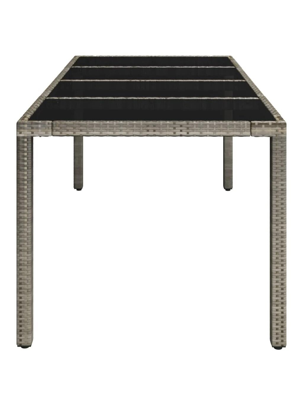 Table with glass tabletop, gray, 190×90×75 cm, poly rattan 3 Table with glass tabletop, gray, 190×90×75 cm, poly rattan 3