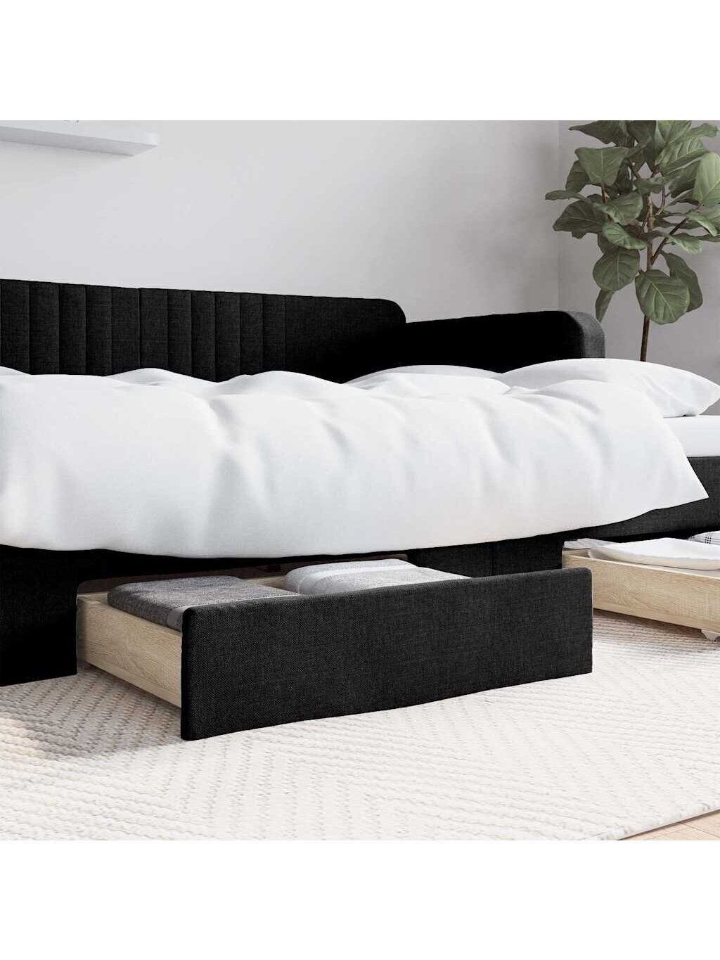 Under-bed drawers, 2 pcs, black, treated wood and fabric Under-bed drawers, 2 pcs, black, treated wood and fabric