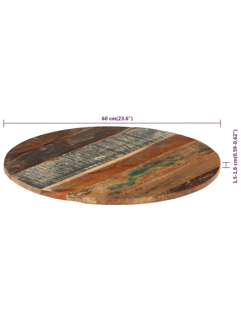 Tabletop, 60 × (1.5–1.6) cm, reclaimed solid wood 6
