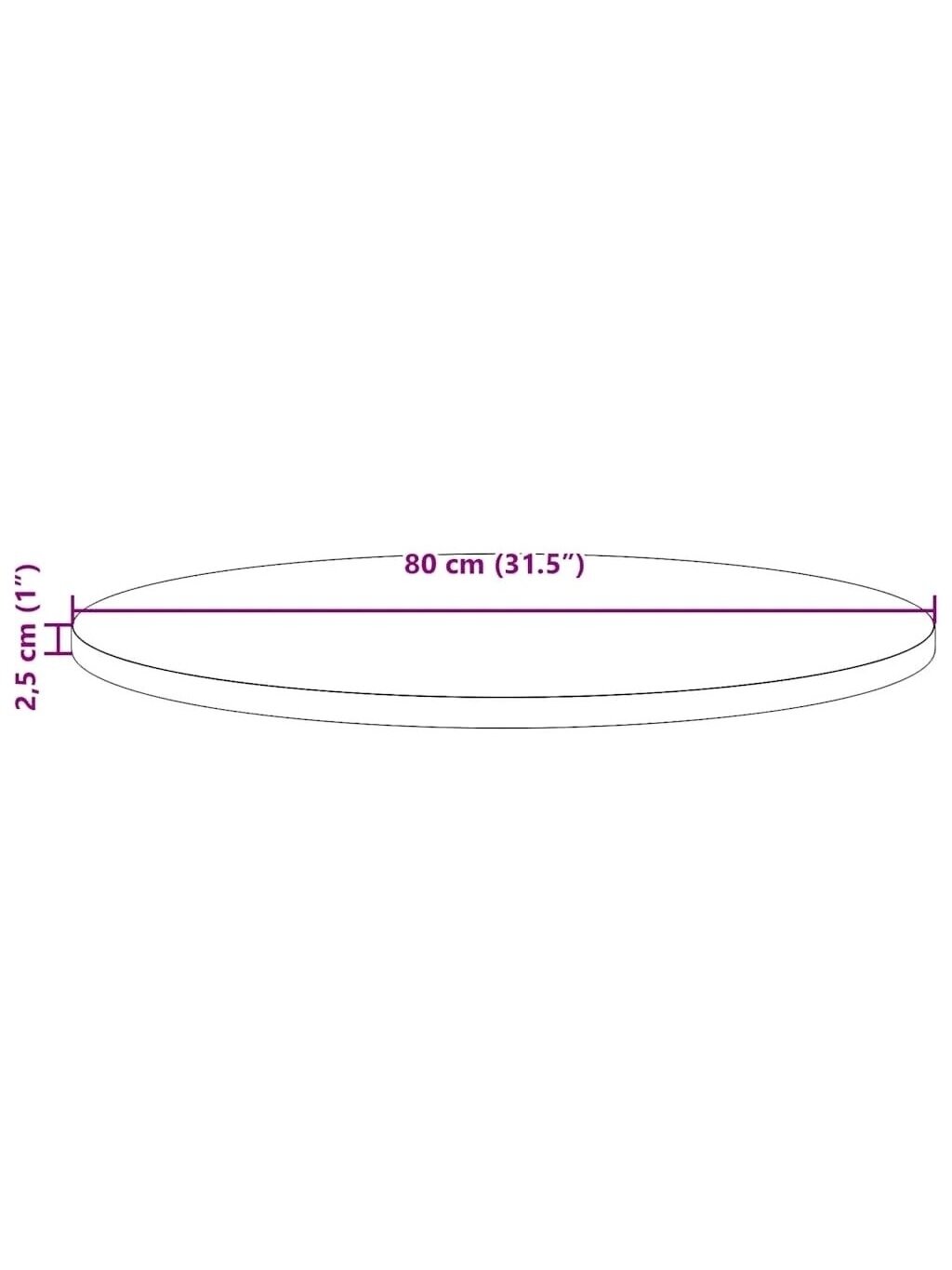 Tabletop, white, diameter 80 × 2.5 cm, solid pine wood 6
