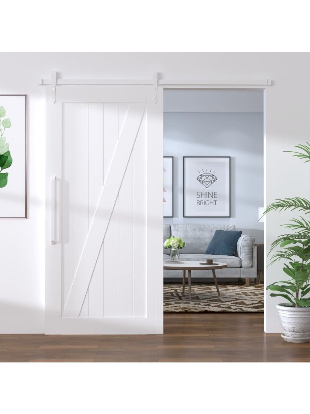 Sliding door hardware set, white, 183 cm, steel 2