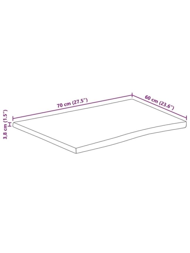 Tabletop, 70×60×3.8 cm, rectangular, solid acacia wood, with natural edges 7 Tabletop, 70×60×3.8 cm, rectangular, solid acacia wood, with natural edges 7