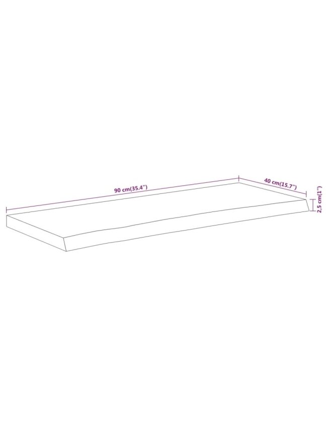 Tabletop, 90x40x2.5 cm, solid acacia wood, with live edge 7