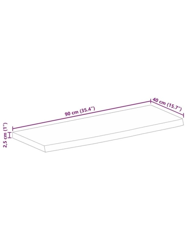 Tabletop, 90 × 40 × 2.5 cm, solid mango wood, with live edge 8