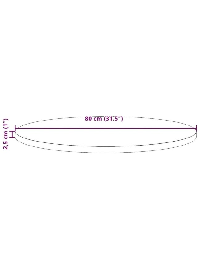 Tabletop, white, diameter 80 × 2.5 cm, solid pine wood 6