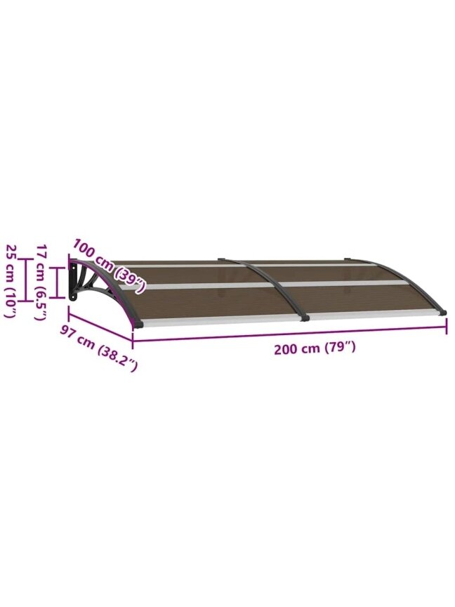 Door canopy, black, 200x100 cm, PC 6 Door canopy, black, 200x100 cm, PC 6