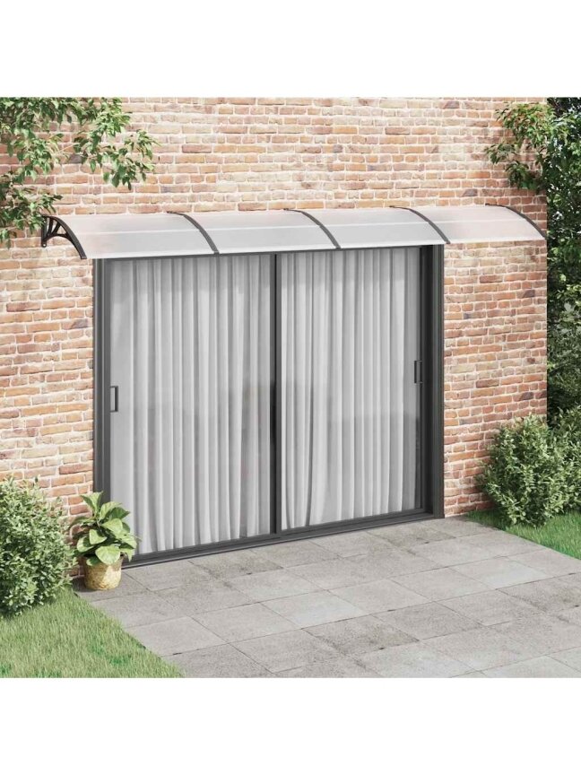 Door Canopy, Black, 400 × 100 cm, Polycarbonate
