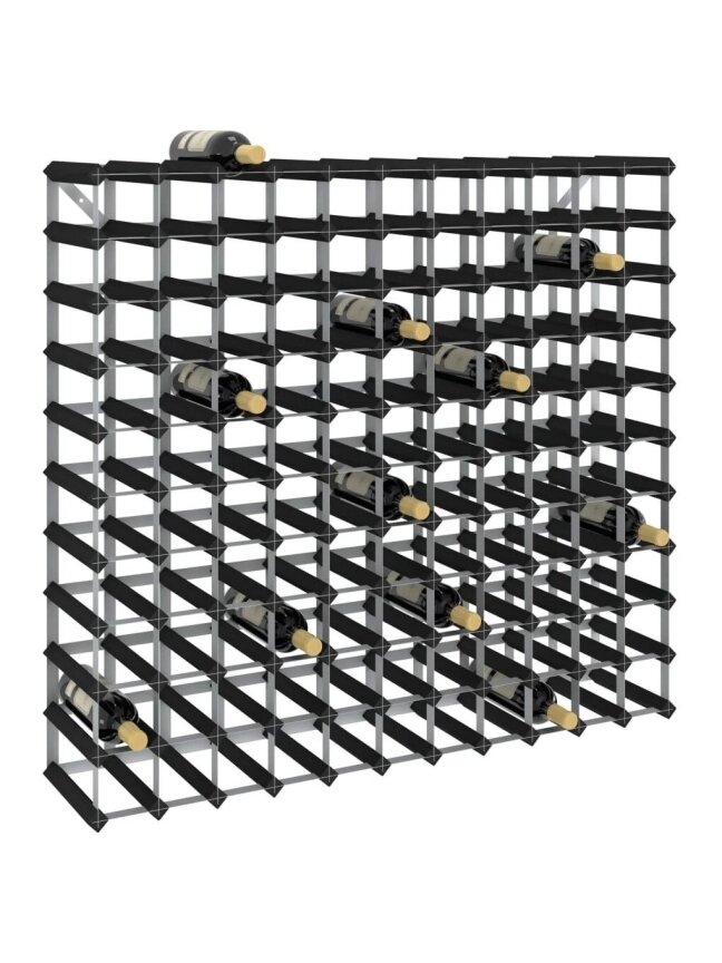 Wine rack for 120 bottles, black, solid pine wood 1