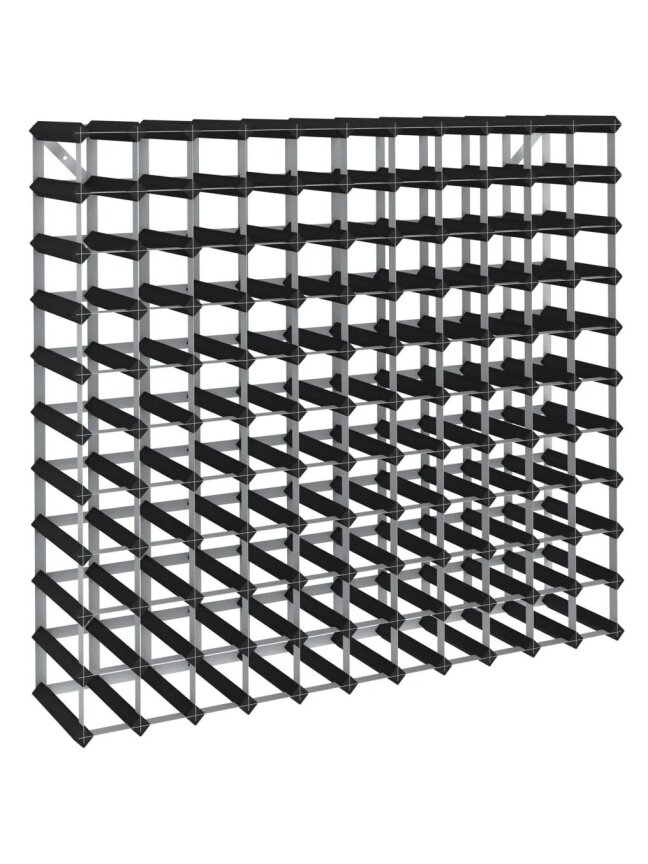 Wine rack for 120 bottles, black, solid pine wood