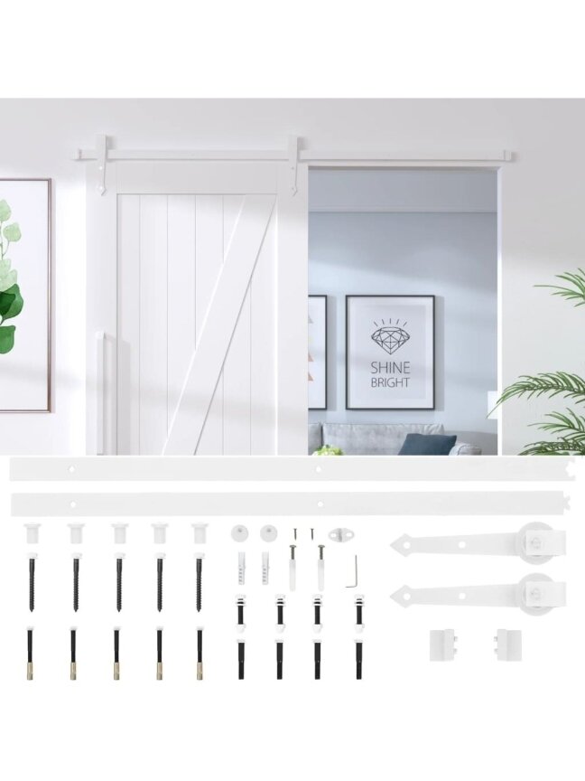 Sliding door hardware set, white, 183 cm, steel 5