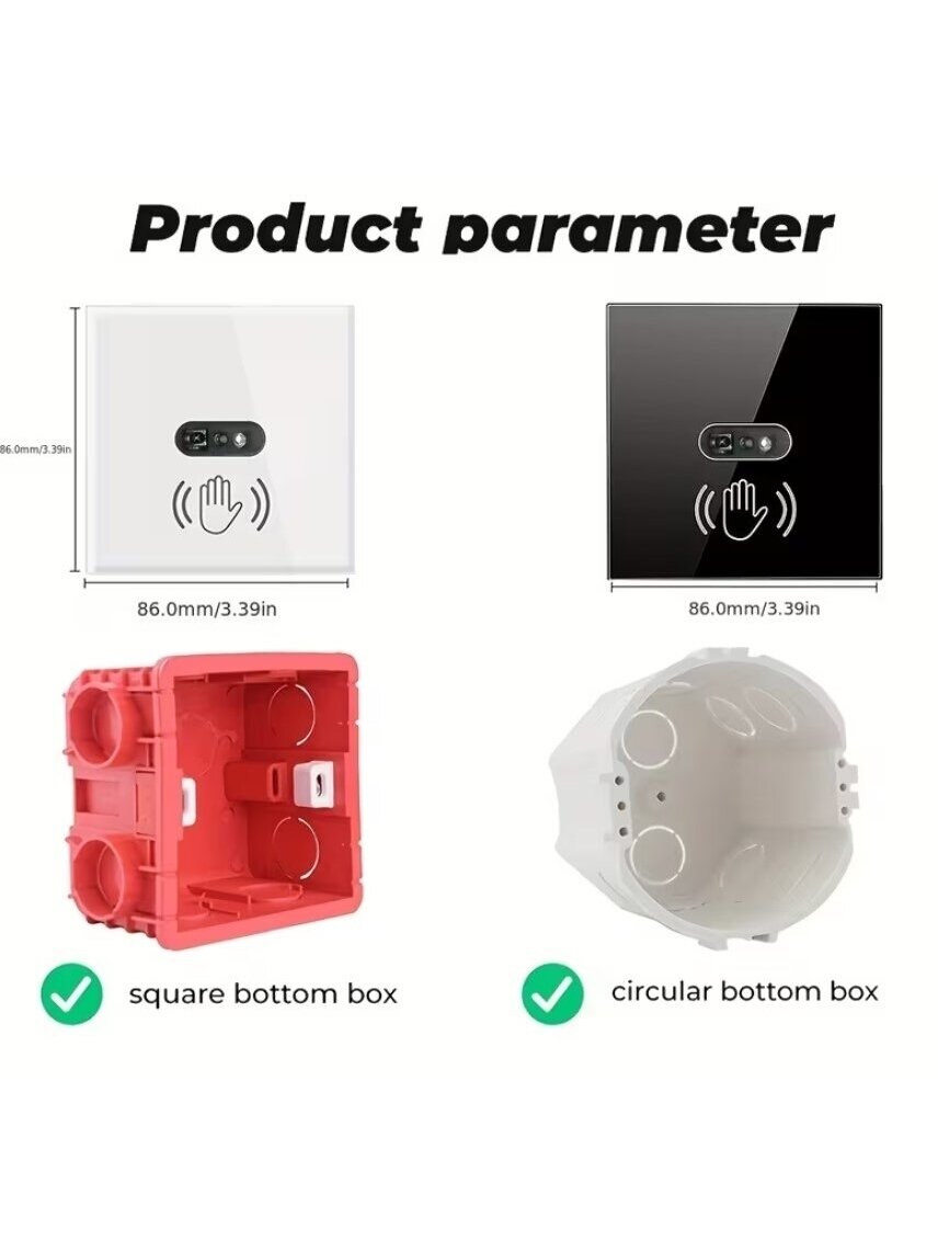 Glass Touch Switch with Infrared Sensor – 86 mm (Flush Mounted) 2
