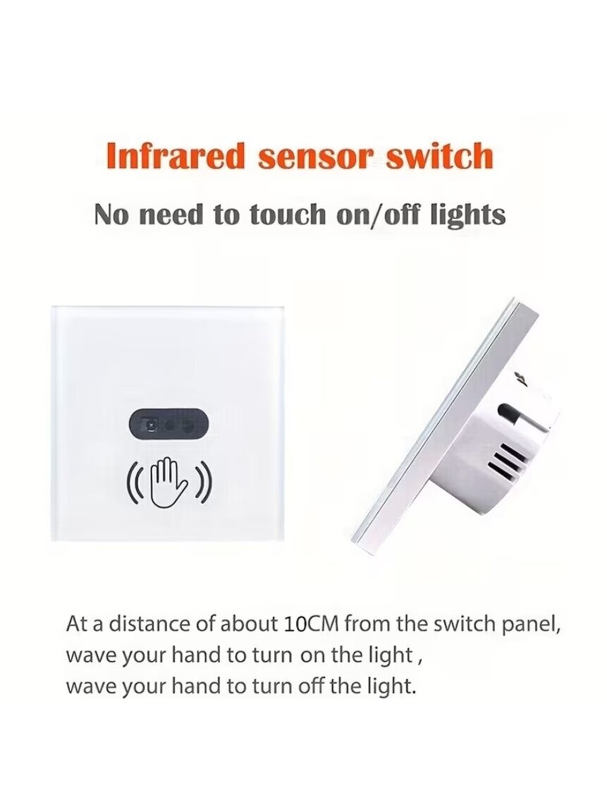 Glass Touch Switch with Infrared Sensor – 86 mm (Flush Mounted) 5