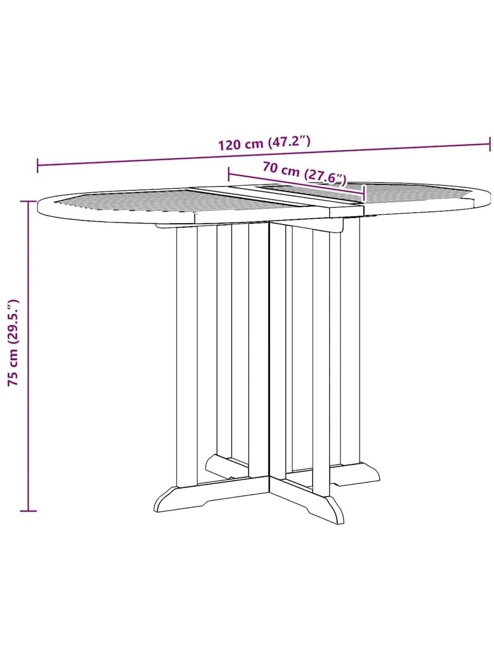 Folding garden table, 120×70×75 cm, solid teak wood 9