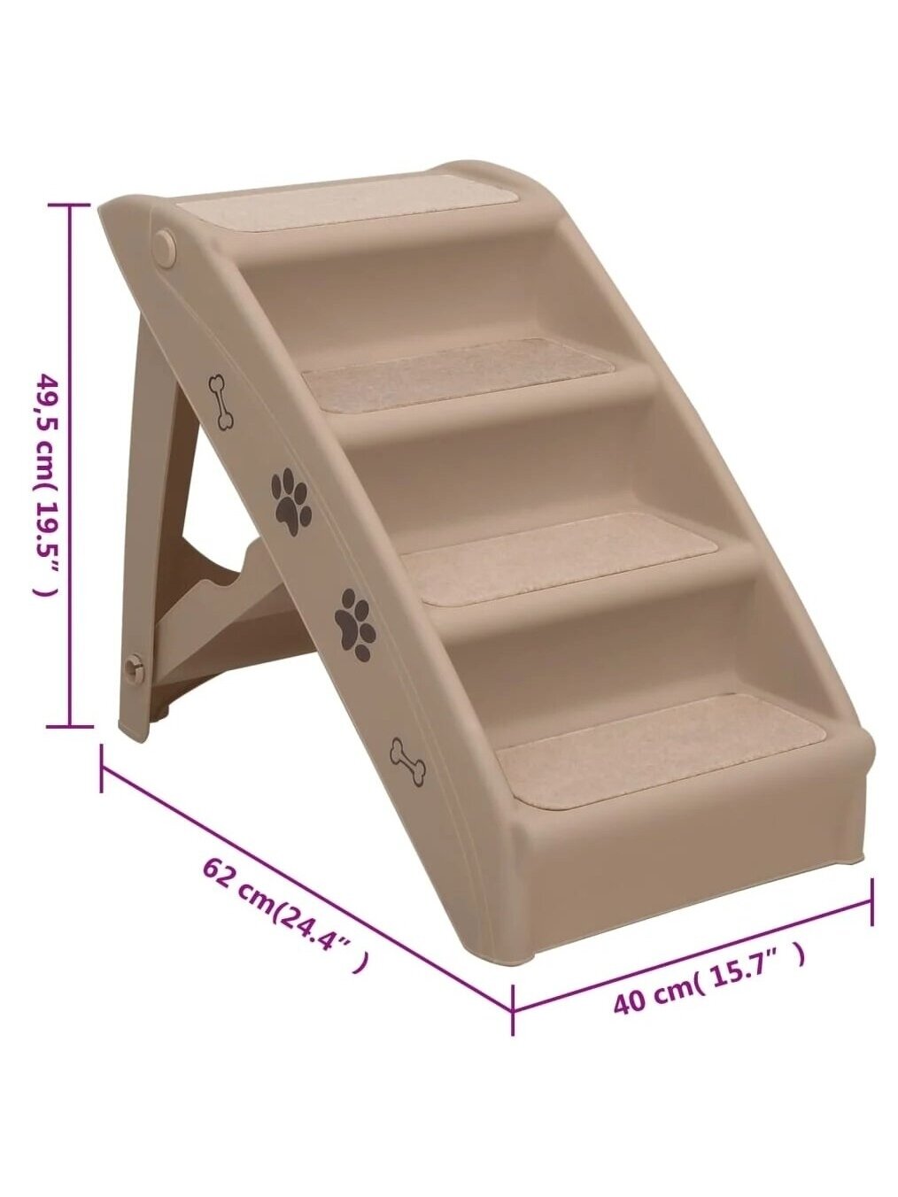 Folding Dog Stairs, Brown, 62x40x49.5 cm 8 Folding Dog Stairs, Brown, 62x40x49.5 cm 8