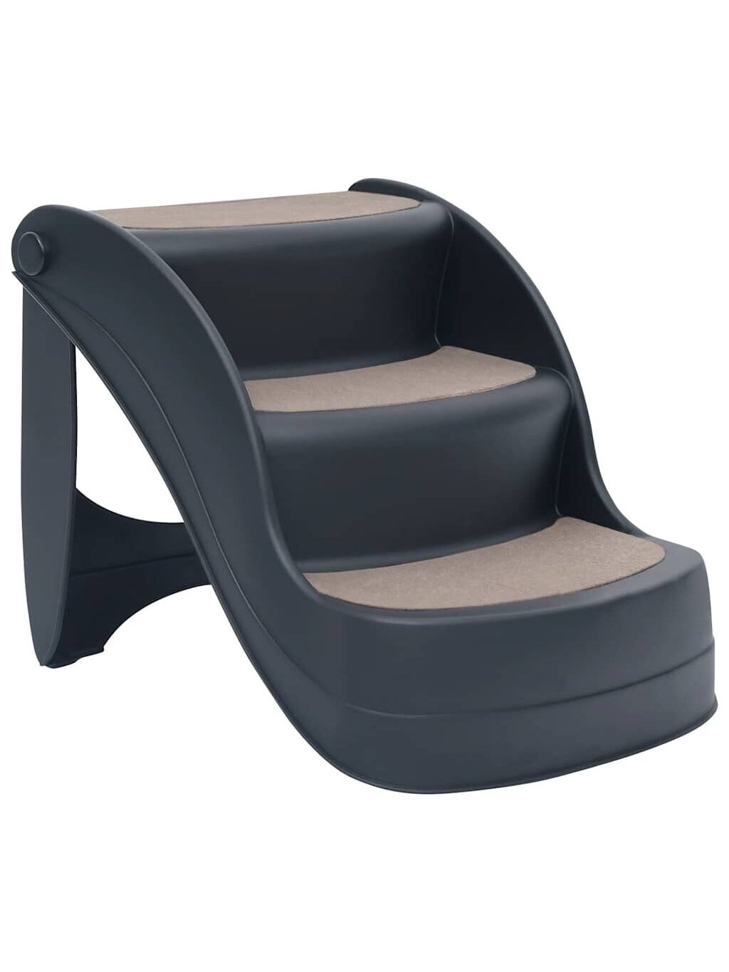 Folding Dog Stairs, Dark Gray, 3 Steps 1