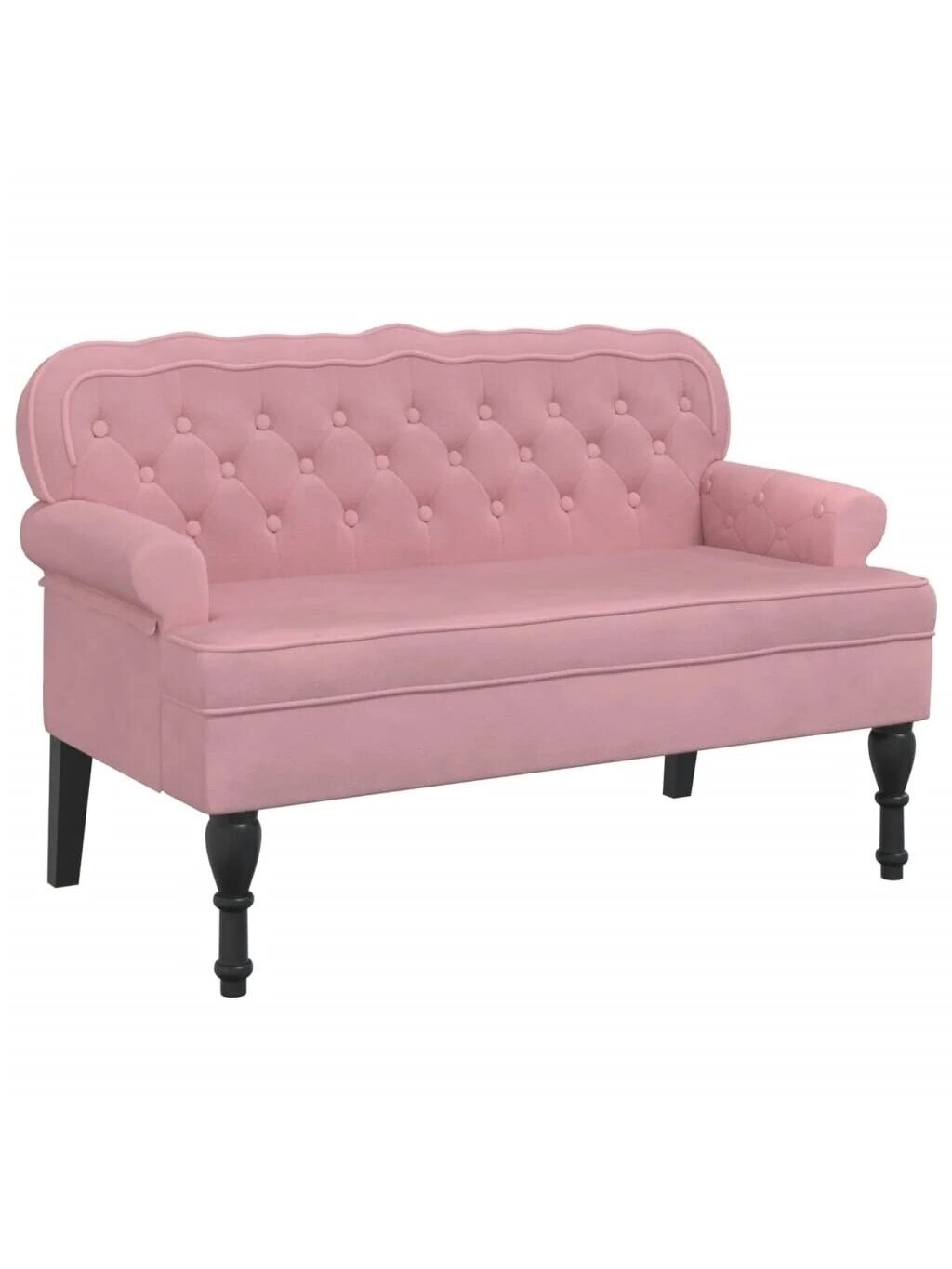 Bench with backrest, pink, 119.5x64.5x75 cm, velvet 1 Bench with backrest, pink, 119.5x64.5x75 cm, velvet 1