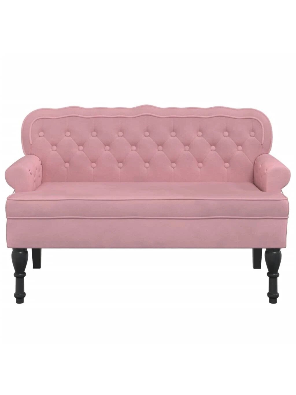 Bench with backrest, pink, 119.5x64.5x75 cm, velvet 2 Bench with backrest, pink, 119.5x64.5x75 cm, velvet 2