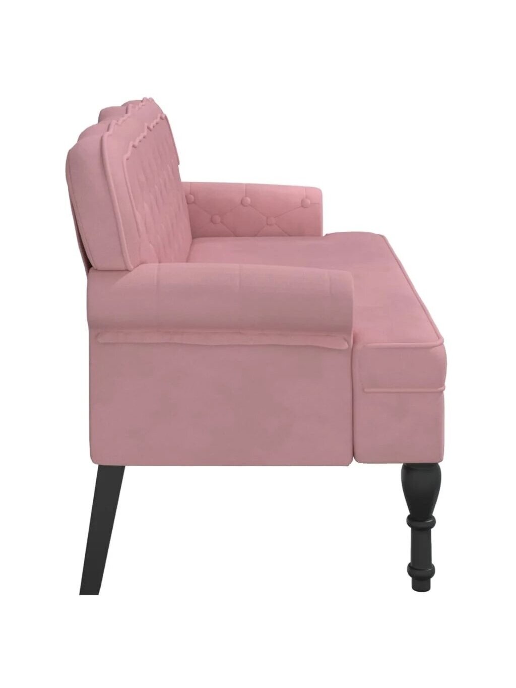 Bench with backrest, pink, 119.5x64.5x75 cm, velvet 3 Bench with backrest, pink, 119.5x64.5x75 cm, velvet 3