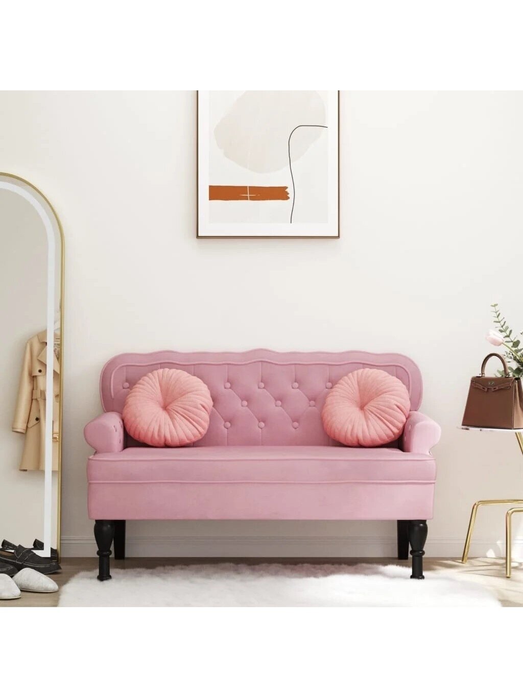 Pinkiga seljatoega ping, 119,5x64,5x75 cm, samet