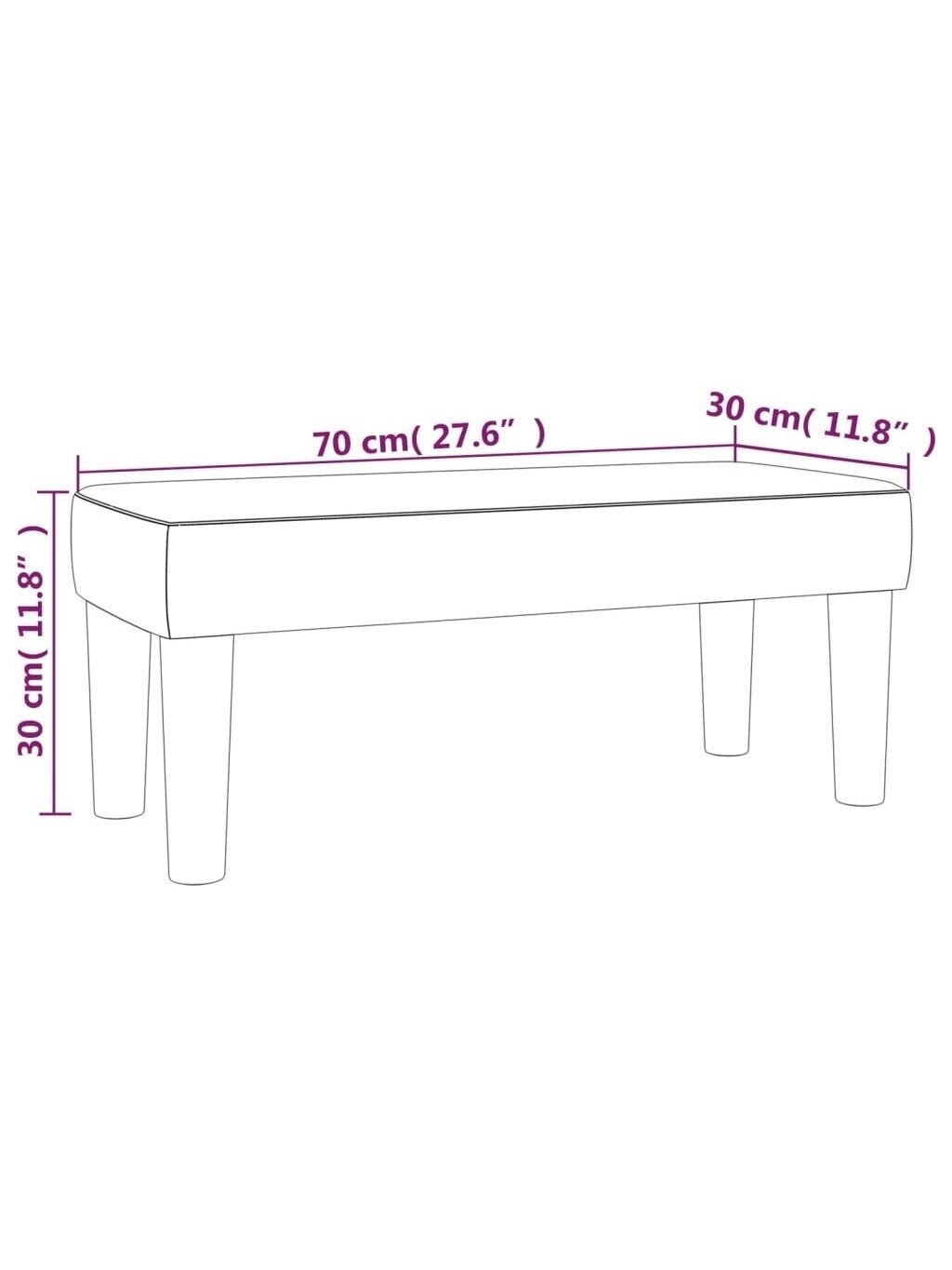 Bench, taupe, 70x30x30 cm, fabric 5