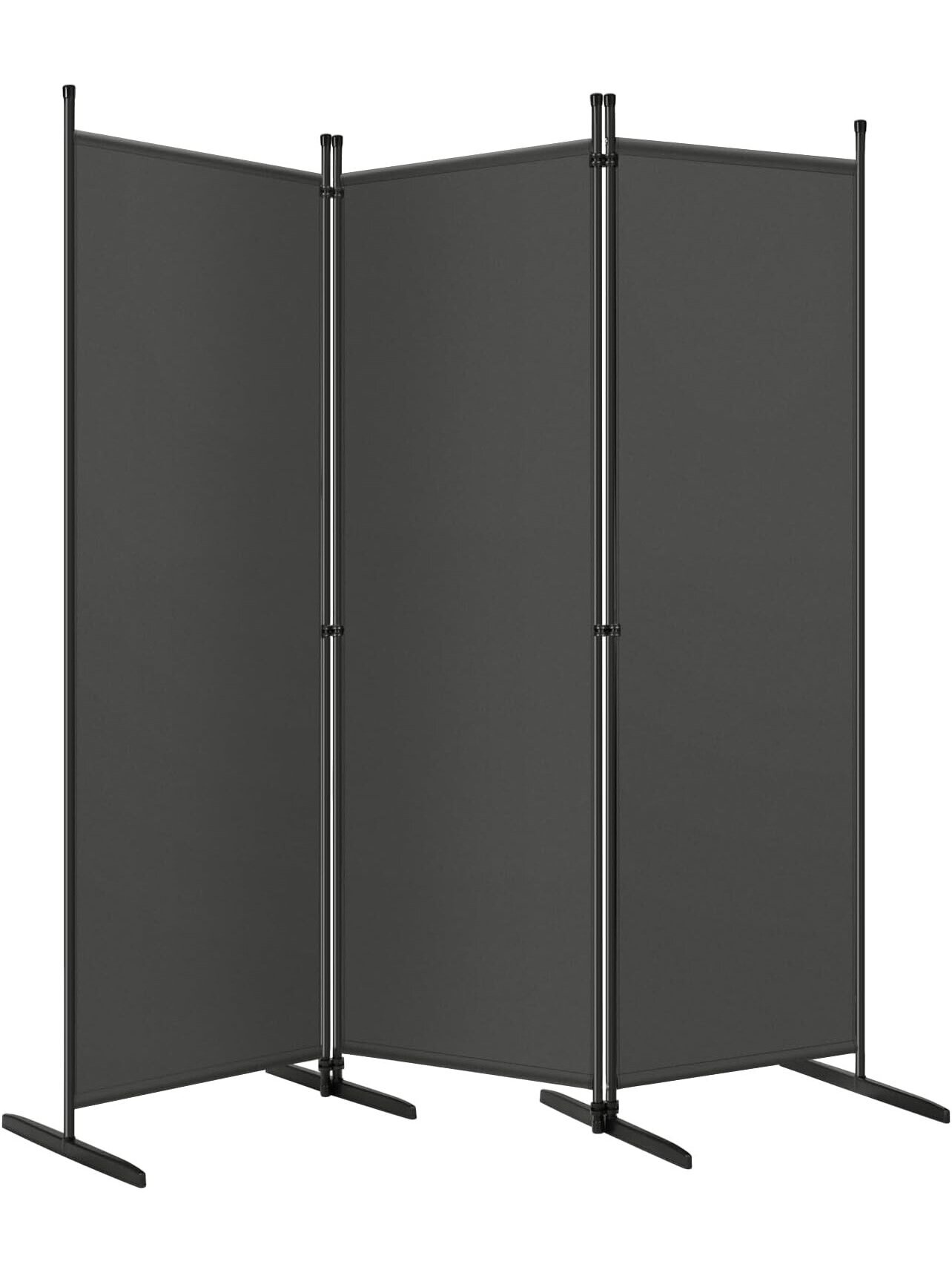 Foldable room divider, free-standing privacy screen, room separation panel, dark grey 2