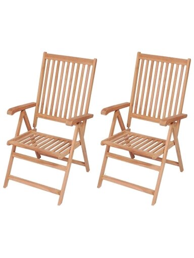 Folding reclining chairs, 2 pcs, solid teak wood