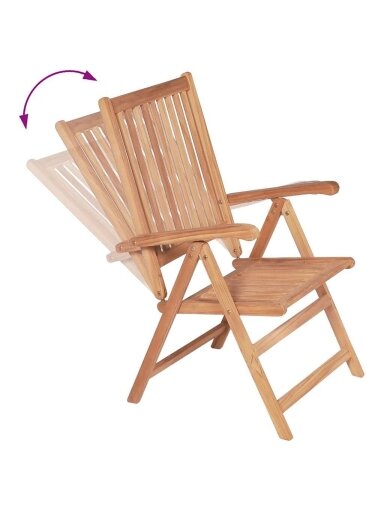 Folding reclining chairs, 2 pcs, solid teak wood
