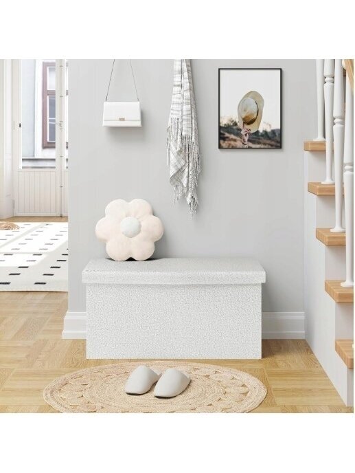 Składany puf z miejscem do przechowywania, ławka / skrzynia / podnóżek, 76 x 37 x 38 cm, 80 l.