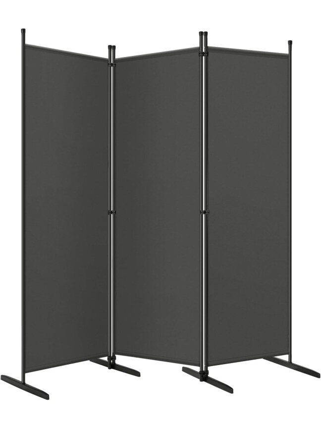 Foldable room divider, free-standing privacy screen, room separation panel, dark grey 2