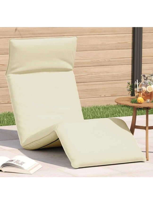 Folding sun lounger, cream color, Oxford fabric 1