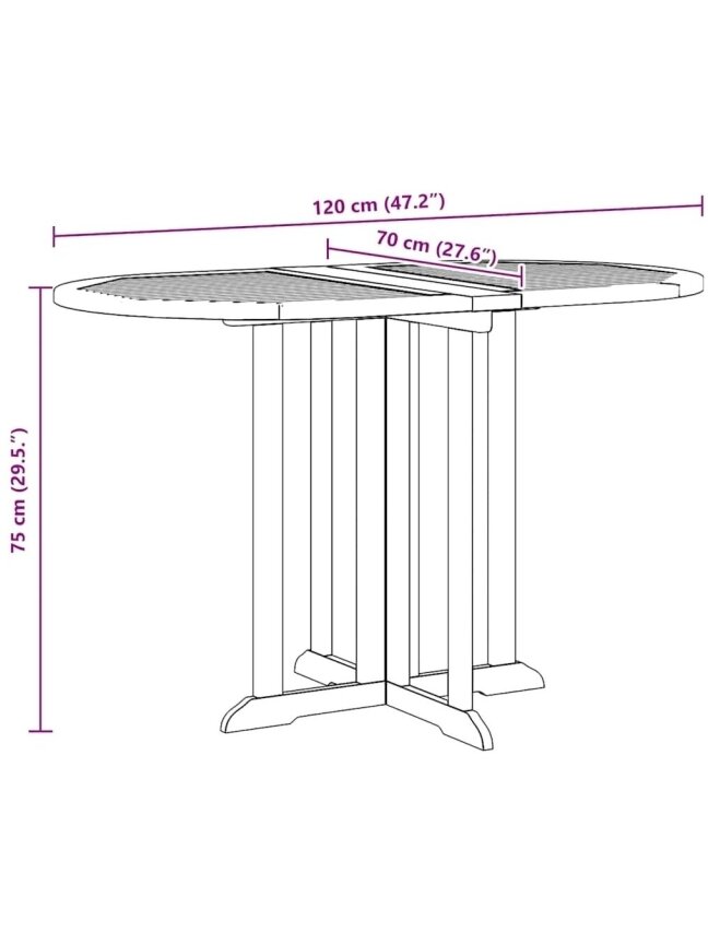 Folding garden table, 120×70×75 cm, solid teak wood 9