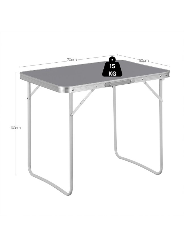Sulankstomas stovyklavimo stalas iš aliuminio ir MDF, 70x60x50cm 7