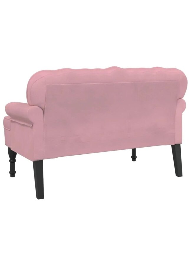 Bench with backrest, pink, 119.5x64.5x75 cm, velvet 4 Bench with backrest, pink, 119.5x64.5x75 cm, velvet 4