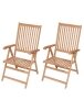 Folding reclining chairs, 2 pcs, solid teak wood