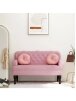Bench with backrest, pink, 119.5x64.5x75 cm, velvet