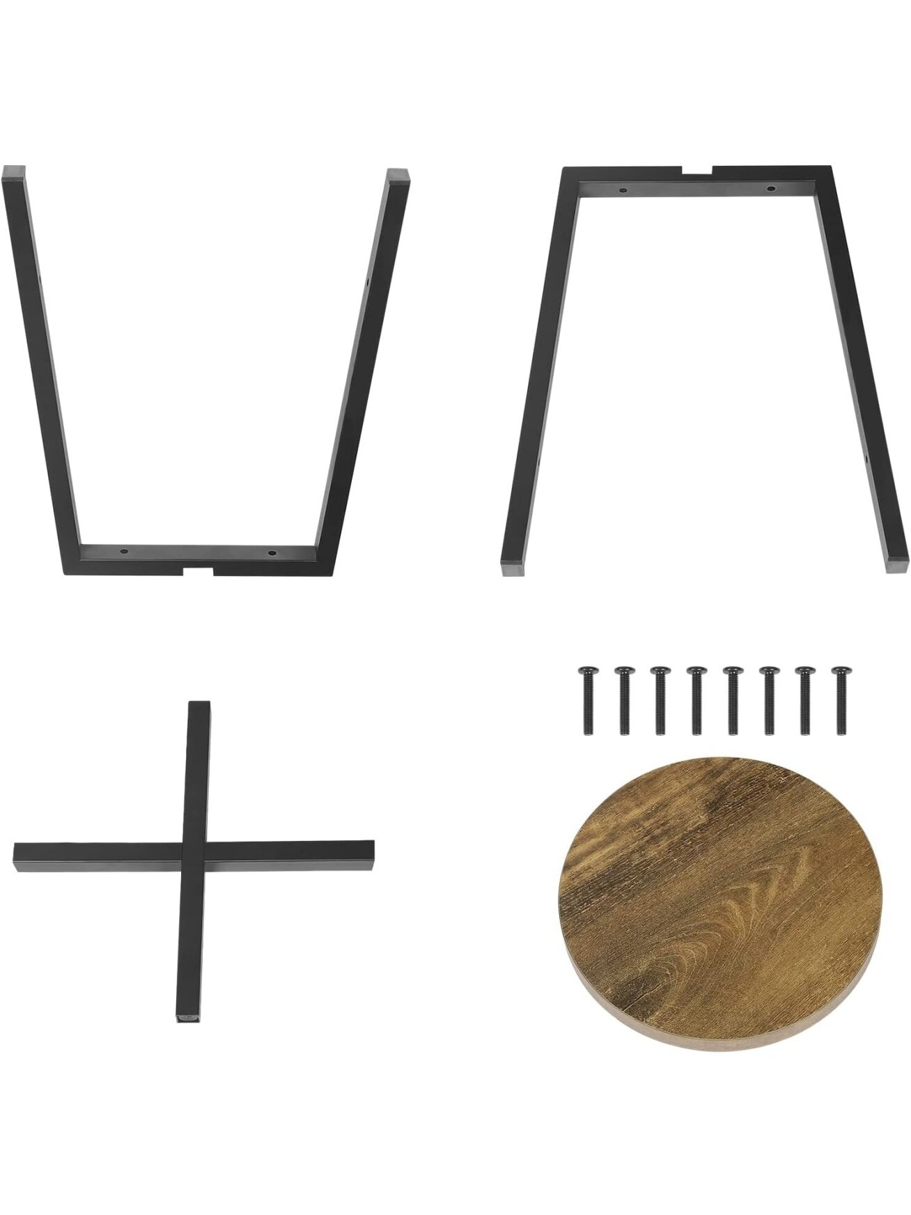 Set of 2 Solid Wood Stools, Rustic Brown/Black 3
